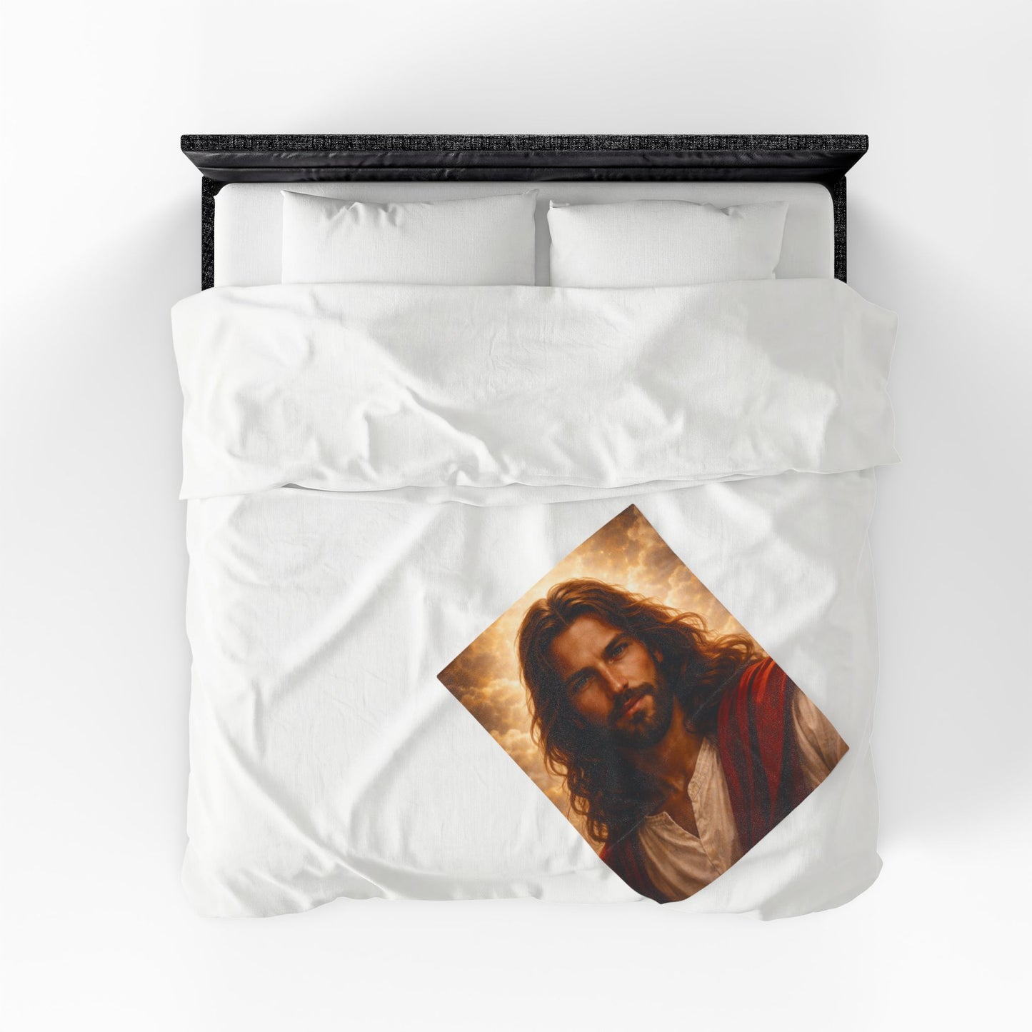 'Jesus Portrait Blanket' — Velveteen Cozy for Devotional Gift