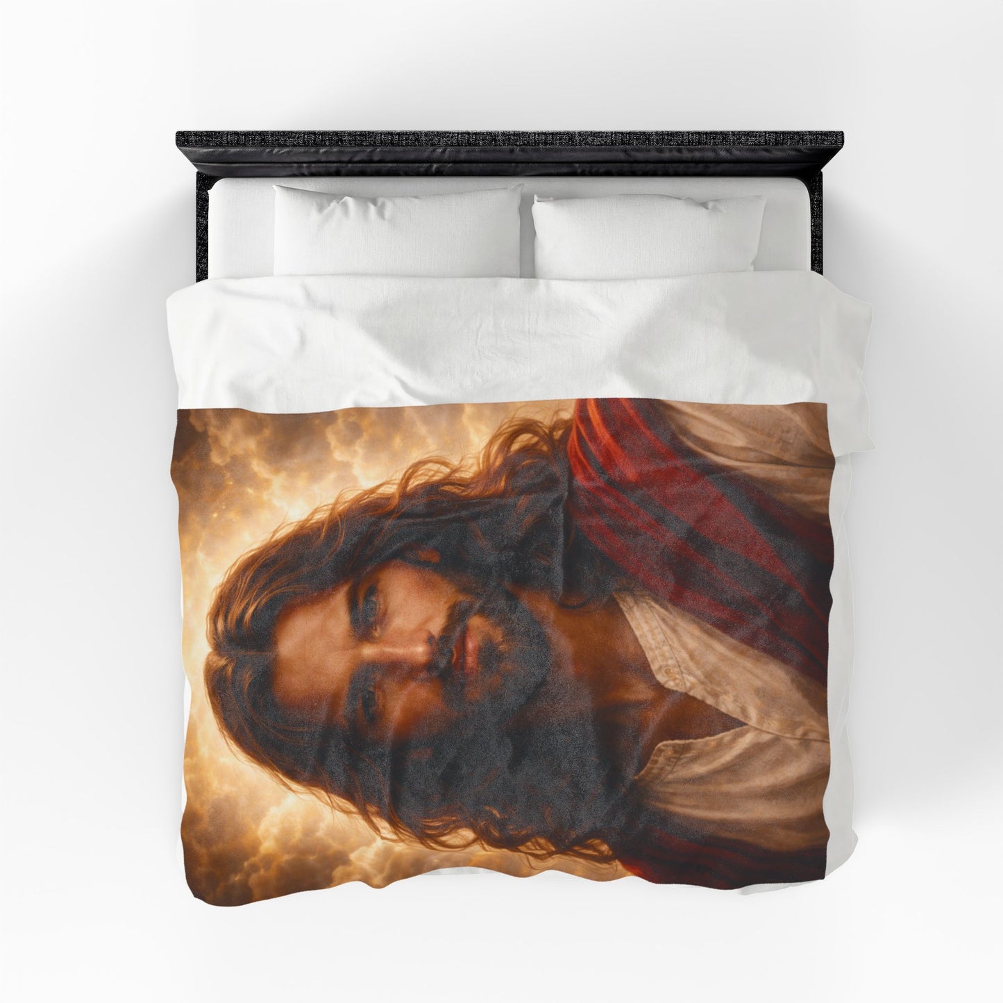 'Jesus Portrait Blanket' — Velveteen Cozy for Devotional Gift
