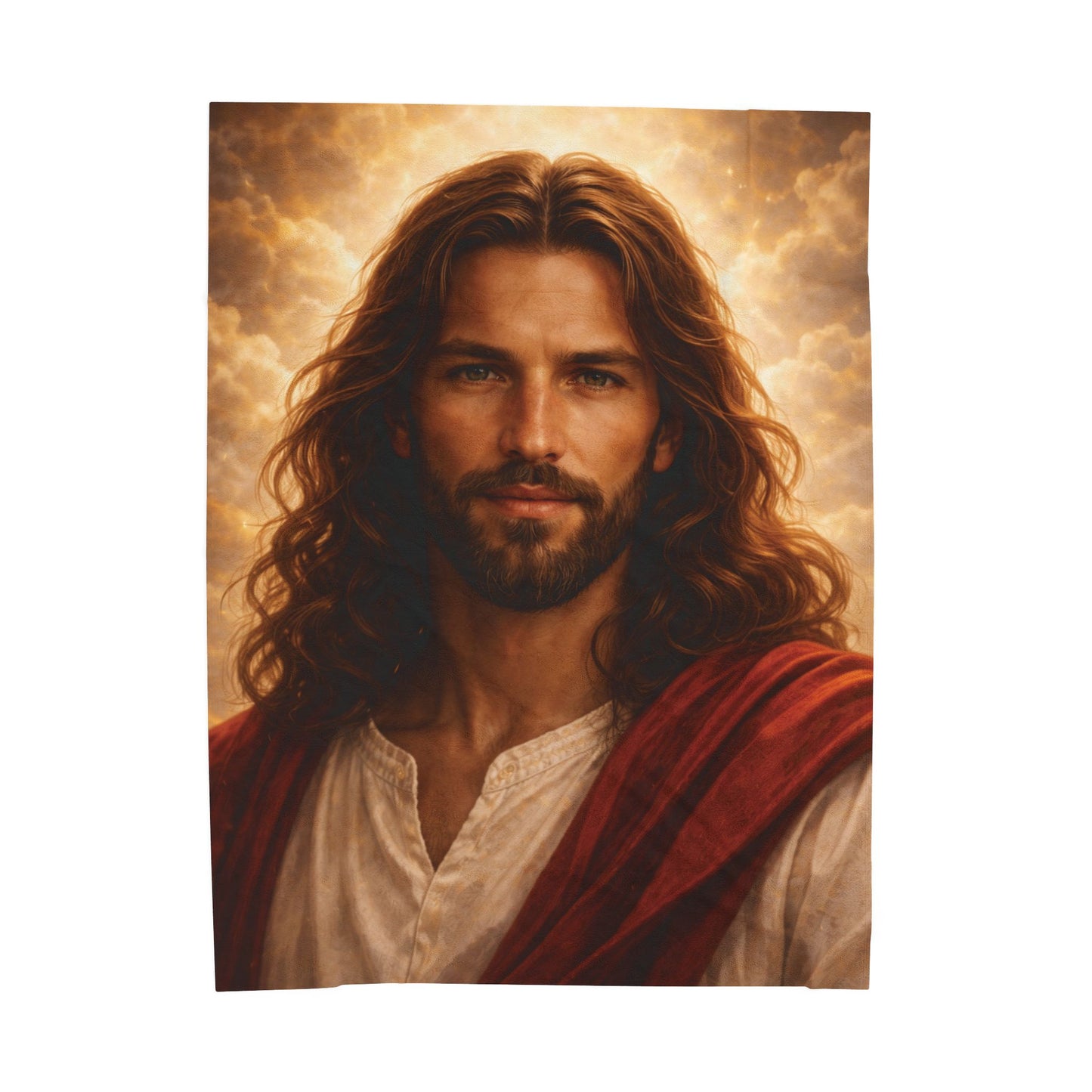 'Jesus Portrait Blanket' — Velveteen Cozy for Devotional Gift