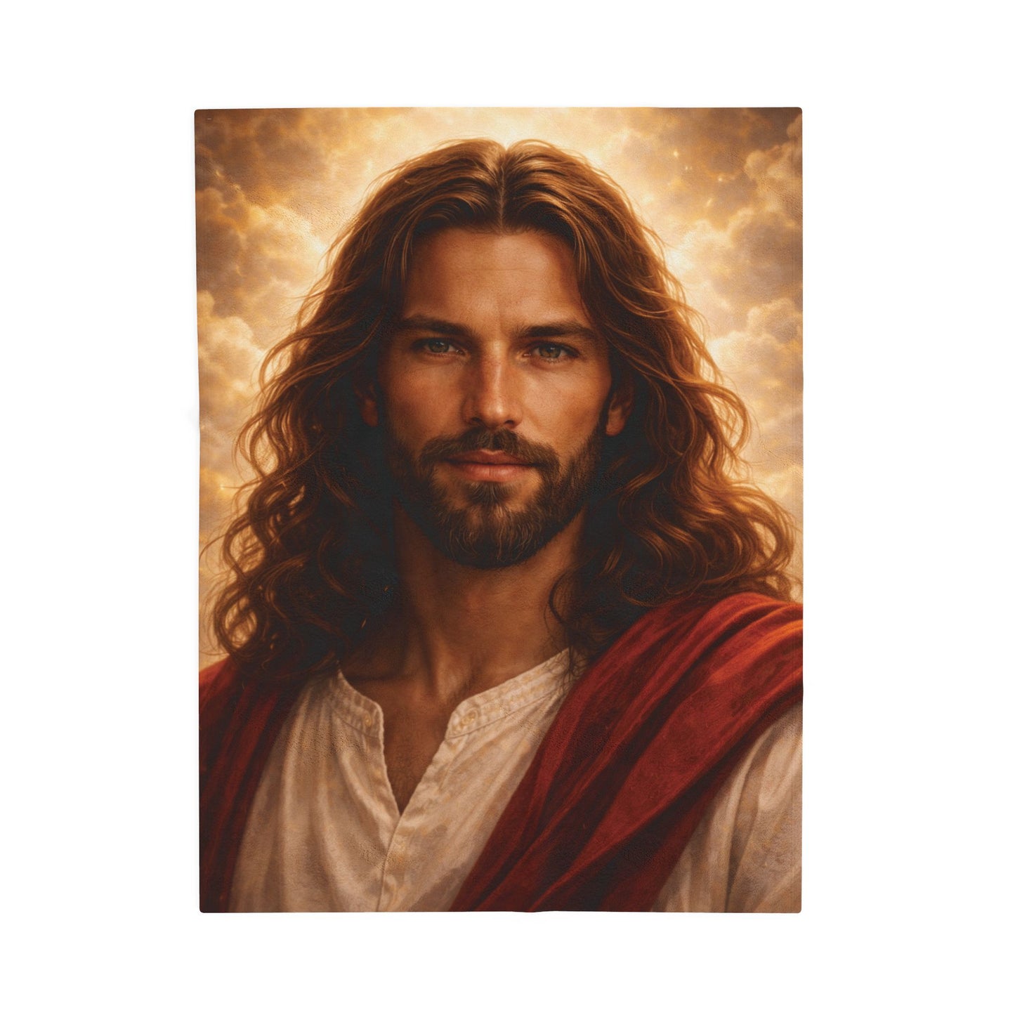 'Jesus Portrait Blanket' — Velveteen Cozy for Devotional Gift