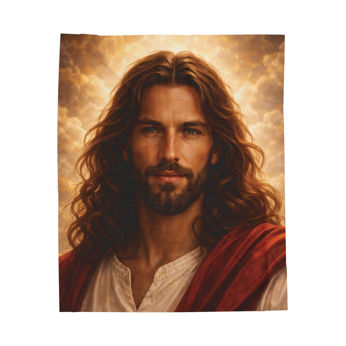 'Jesus Portrait Blanket' — Velveteen Cozy for Devotional Gift
